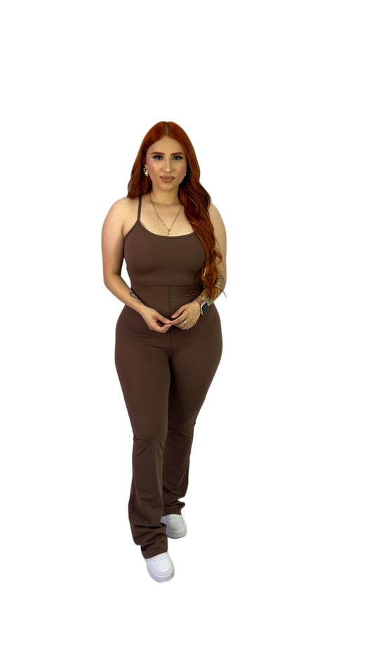 Lulu Flared Jumpsuit (Brown)